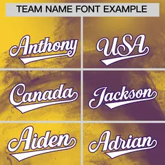 Gold Purple White Skeleton Graffiti Baseball Jersey 3
