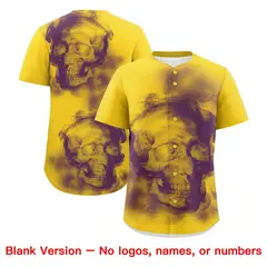 Gold Purple White Skeleton Graffiti Baseball Jersey 8