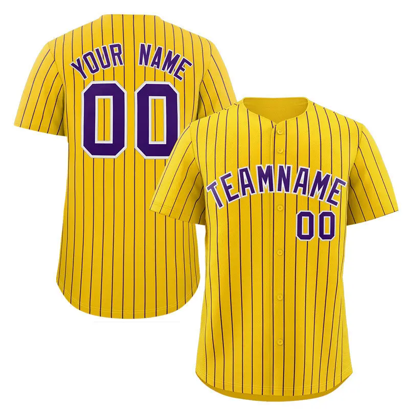 Gold Purple-White Stripe Authentic Fashion Baseball Jersey