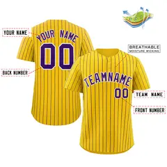 Gold Purple-White Stripe Authentic Fashion Baseball Jersey 2