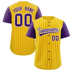 Gold Purple-White Stripe Raglan Baseball Jersey 1