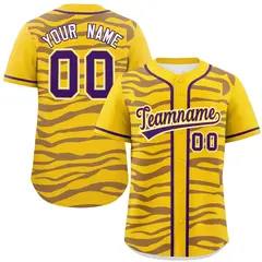 Gold Purple Zebra Graffiti Authentic Baseball Jersey 1