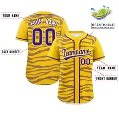 Gold Purple Zebra Graffiti Authentic Baseball Jersey 2