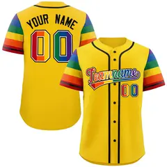 Gold Rainbow Pride Month Raglan Baseball Jersey