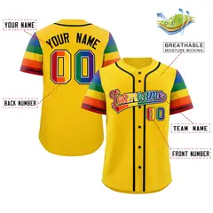 Gold Rainbow Pride Month Raglan Baseball Jersey 2