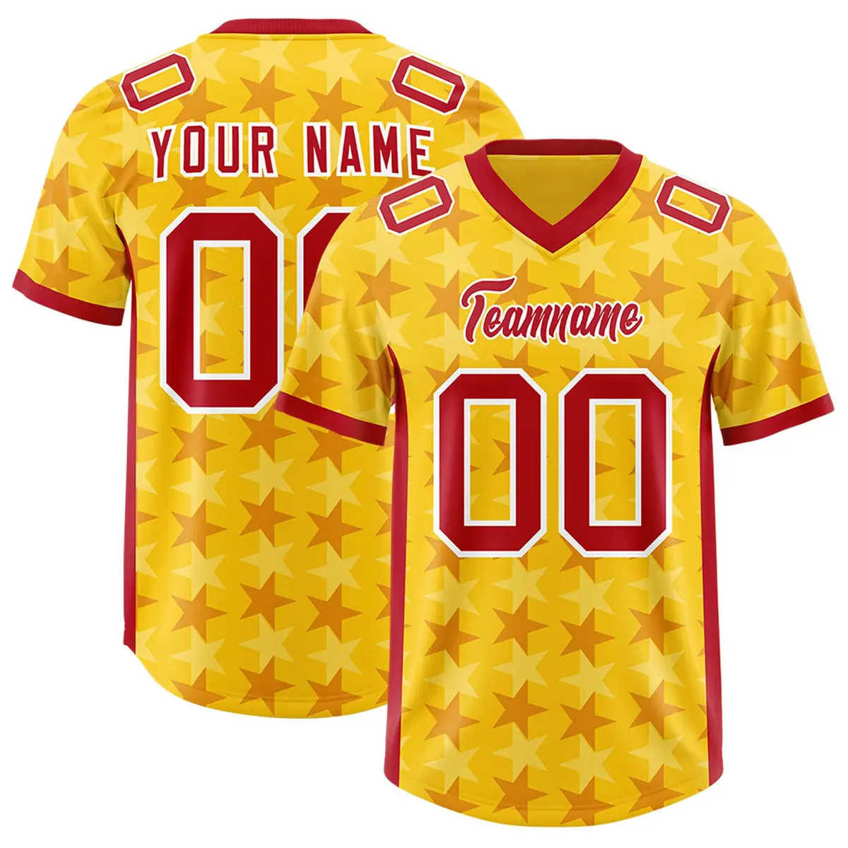 Gold Red All Star Graffiti Pattern Authentic Football Jersey