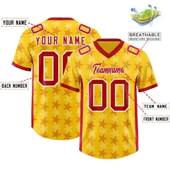 Gold Red All Star Graffiti Pattern Authentic Football Jersey 2