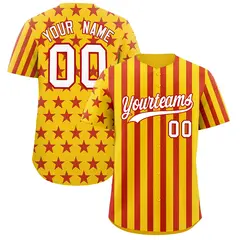 Gold Red American Flag Graffiti Baseball Jersey 1