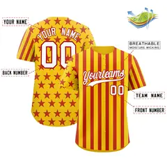 Gold Red American Flag Graffiti Baseball Jersey 2