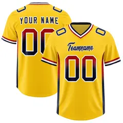 Gold Red and Navy Sides Gradient Fashion Football Jersey 1