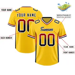 Gold Red and Navy Sides Gradient Fashion Football Jersey 2
