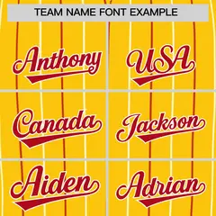 Gold Red and White Bi-Color Stripes Fashion Baseball Jersey 3