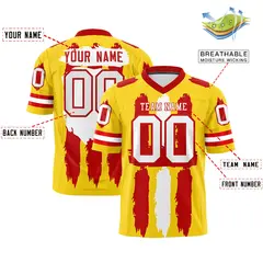 Gold Red and White Graffiti Flag Football Jersey 2