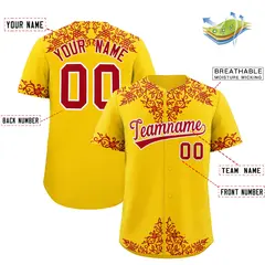 Gold Red Baroque Style Baseball Jersey 2