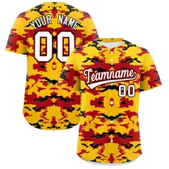 Gold Red-Black Camo Authentic Baseball Jersey