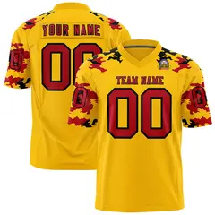 Gold Red-Black Camo Authentic Football Jersey 1