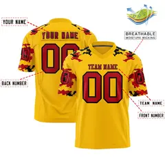 Gold Red-Black Camo Authentic Football Jersey 2