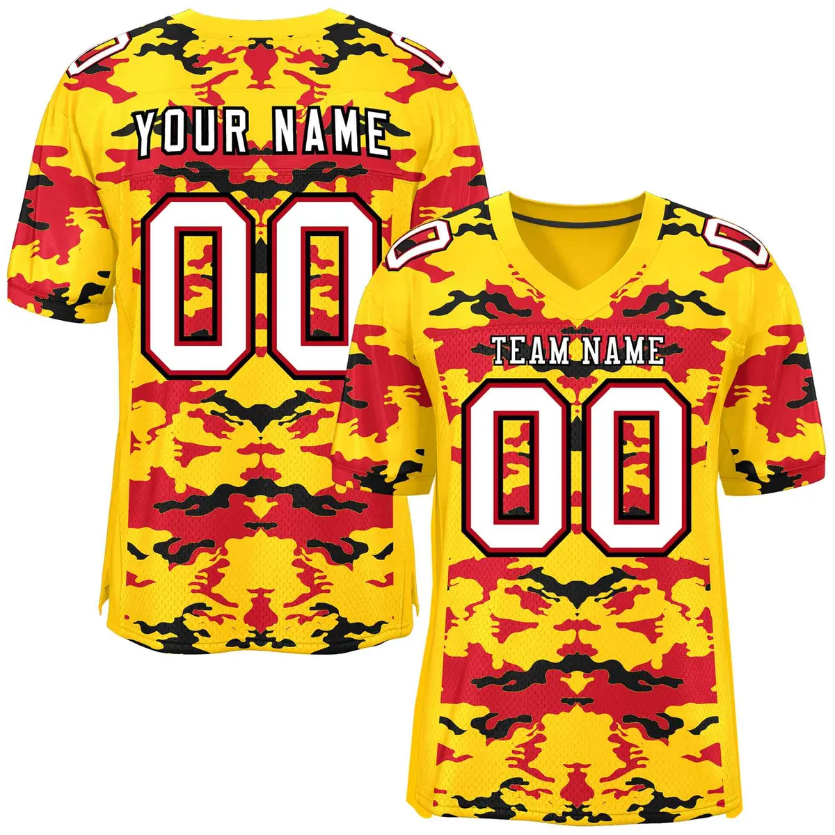 Gold Red-Black Camo Authentic Football Jersey