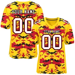 Gold Red-Black Camo Authentic Football Jersey