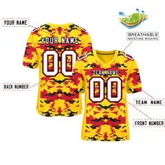Gold Red-Black Camo Authentic Football Jersey 2