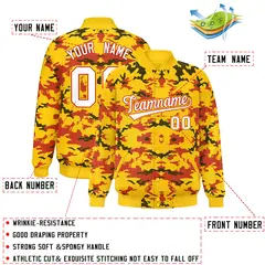 Gold Red-Black Camo Varsity Letterman Jacket 2