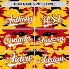 Gold Red-Black Camo Varsity Letterman Jacket 3