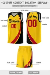 Gold Red-Black Color Block Sports Basketball Jersey 2