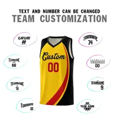 Gold Red-Black Color Block Sports Basketball Jersey 3