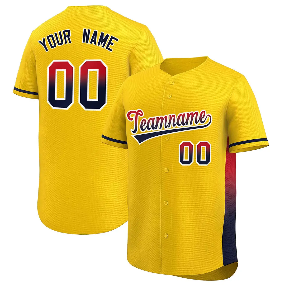 Gold Red-Black Gradient Side Baseball Jersey