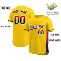 Gold Red-Black Gradient Side Baseball Jersey 2