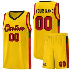 Gold Red-Black Side Two-Tone Basketball Jersey