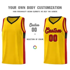 Gold Red-Black Side Two-Tone Basketball Jersey 3