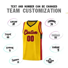 Gold Red-Black Side Two-Tone Basketball Jersey 4