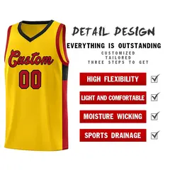 Gold Red-Black Side Two-Tone Basketball Jersey 5