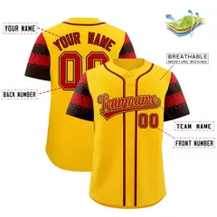 Gold Red Black Sleeve Flag Lace Baseball Jersey 2