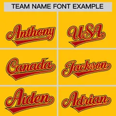 Gold Red Black Sleeve Flag Lace Baseball Jersey 3
