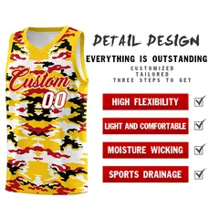 Gold Red-Black-White Camo Basketball Jersey 2