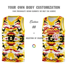 Gold Red-Black-White Camo Basketball Jersey 3