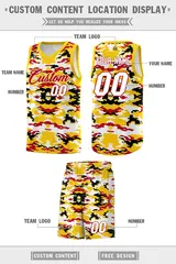 Gold Red-Black-White Camo Basketball Jersey 5