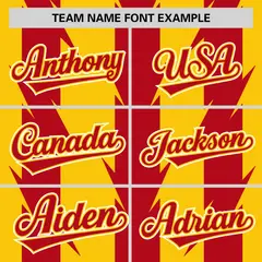 Gold Red Blade Pattern Raglan Baseball Jersey 3