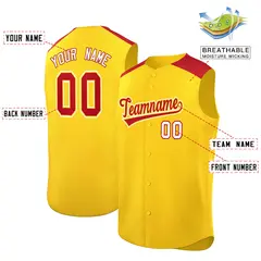 Gold Red Classic Sleeveless Baseball Jersey 2