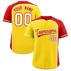 Gold Red Color Block Authentic Baseball Jersey