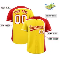 Gold Red Color Block Authentic Baseball Jersey 2