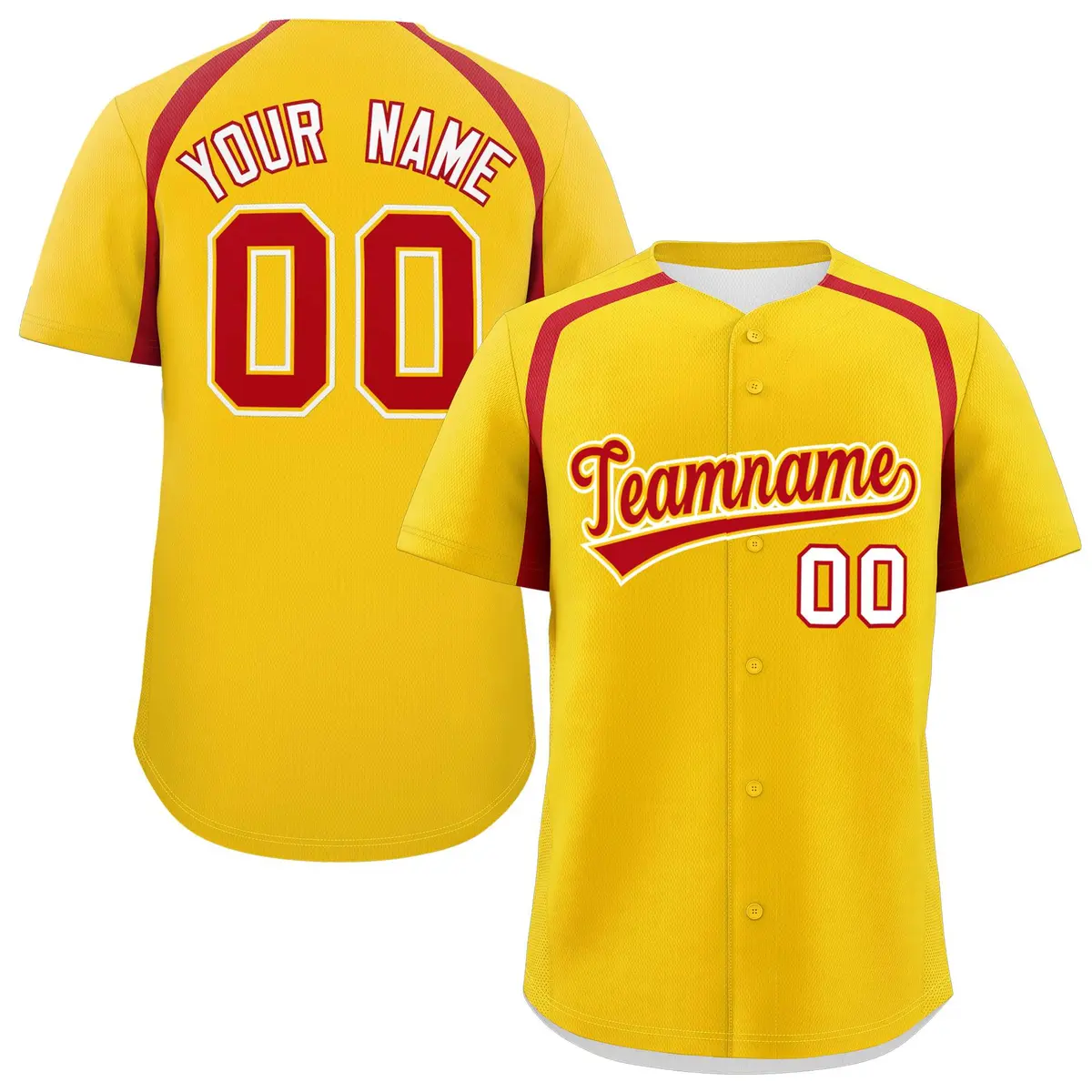 Gold Red Color Block Authentic Baseball Jersey