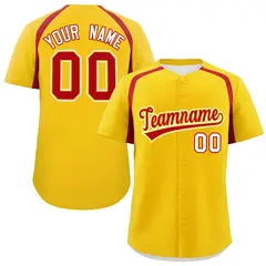 Gold Red Color Block Authentic Baseball Jersey 1