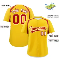 Gold Red Color Block Authentic Baseball Jersey 2