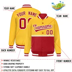Gold Red Color Block Varsity Letterman Jacket 2