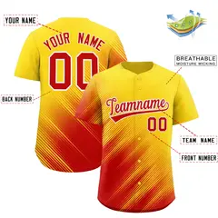 Gold Red Diagonal Stripe Gradient Fashion Baseball Jersey 2