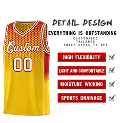 Gold Red Dot Pattern Reversible Side Gradient Basketball Jersey Kits 3