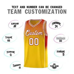 Gold Red Dot Pattern Reversible Side Gradient Basketball Jersey Kits 4
